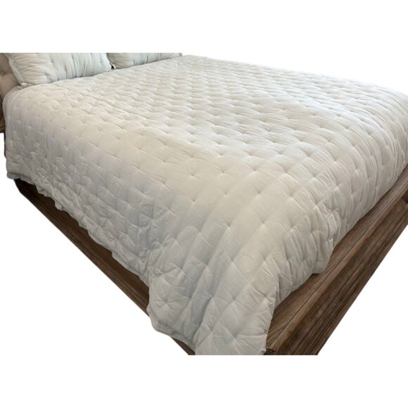 Pottery Barn Comforter Set 2 STD Shams Aqua Blue Cotton Sz F/Q Discontinued Item - Picture 3 of 11